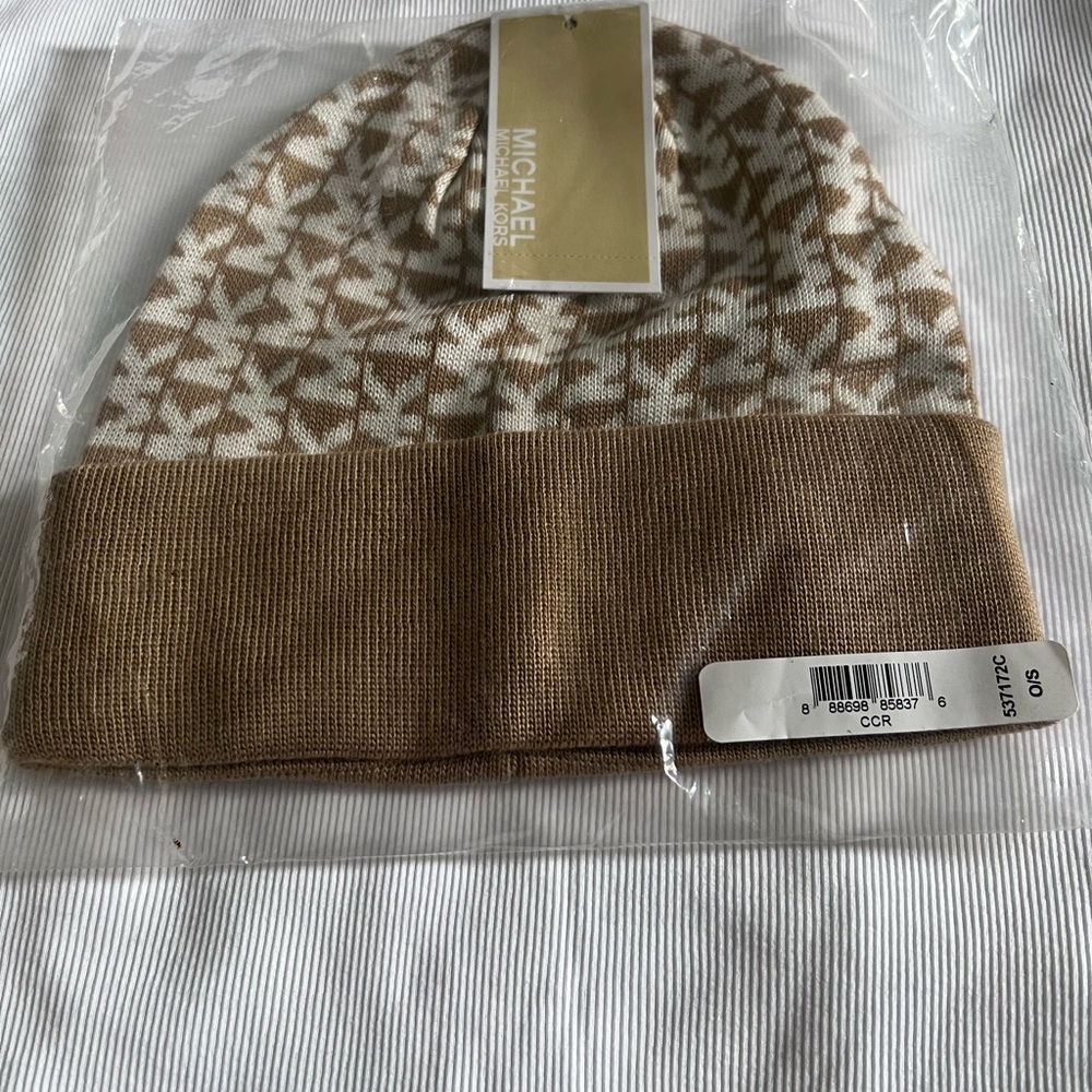 Michael Kors Tan and White Hat Accessories